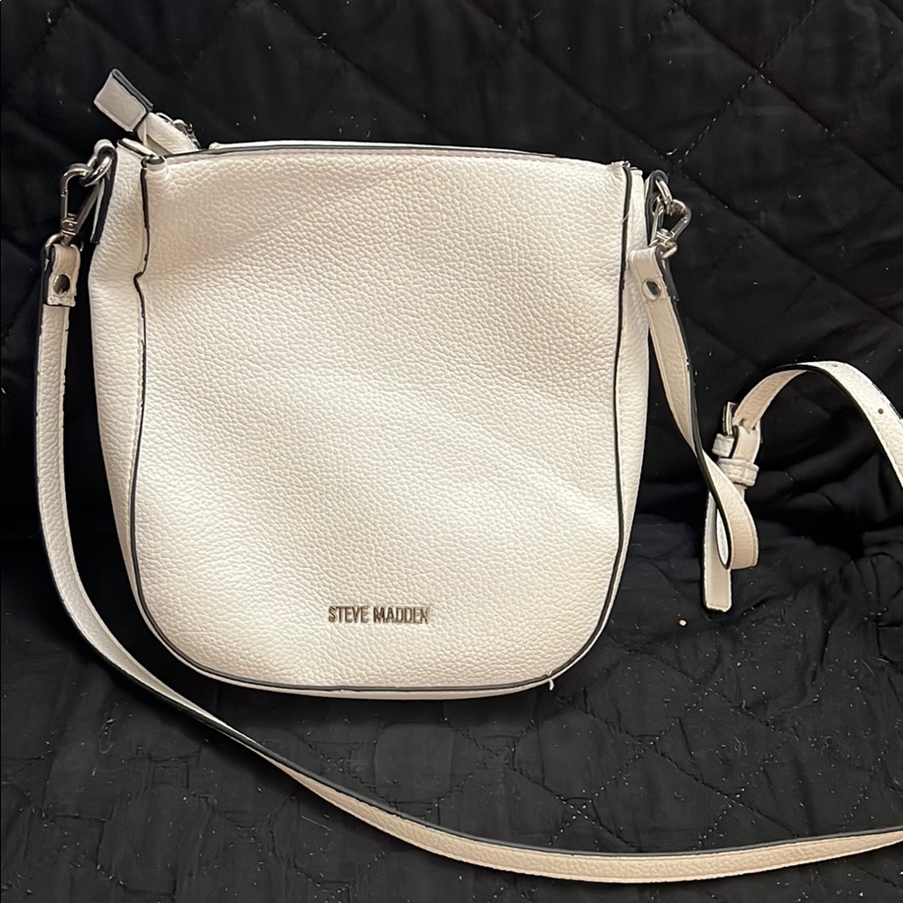 Steve Madden White Crossbody Bag with Gold Accents